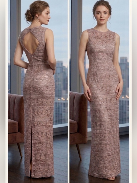 JS Collections Dresses & Skirts - JS Collection 💙💗Chevron ribbon embroidered with cut out back long Gown